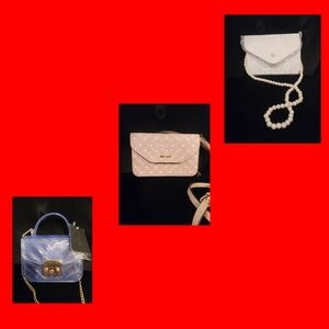 Bundle Of 3 Mini Bags - Blue, Blush, White-Taking OFFERS